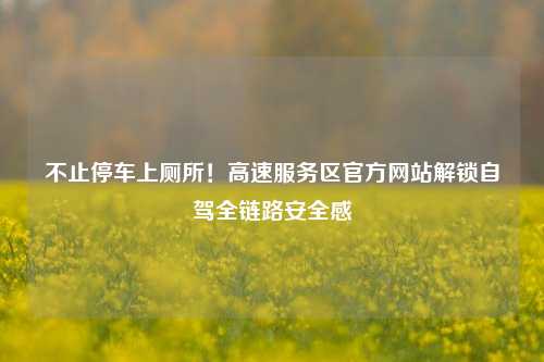 不止停车上厕所!高速服务区官方网站解锁自驾全链路安全感