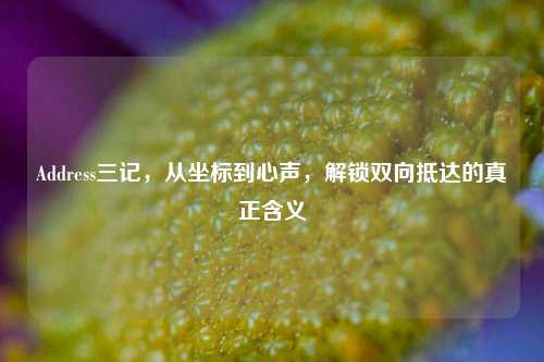 Address三记,从坐标到心声,解锁双向抵达的真正含义