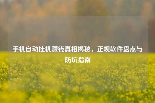 手机自动挂机赚钱真相揭秘，正规软件盘点与防坑指南