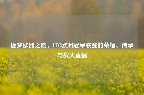 逐梦欧洲之巅,LEC欧洲冠军联赛的荣耀、传承与战火直播