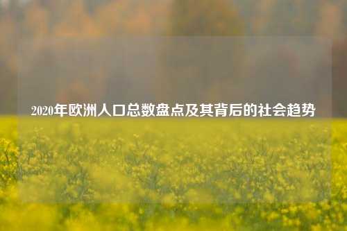 2020年欧洲人口总数盘点及其背后的社会趋势