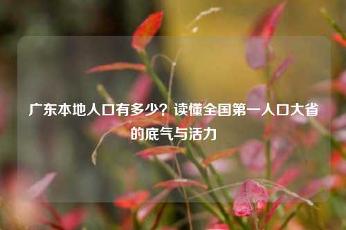 广东本地人口有多少?读懂全国第一人口大省的底气与活力