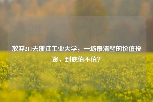 放弃211去浙江工业大学,一场最清醒的价值投资,到底值不值?