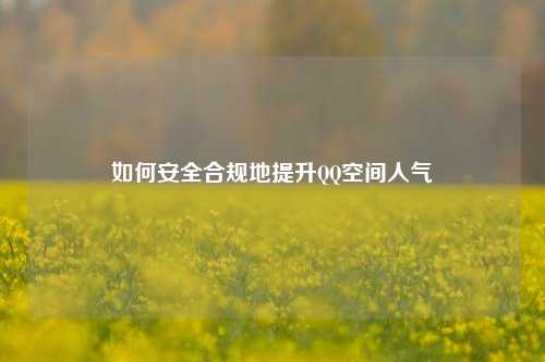 如何安全合规地提升QQ空间人气