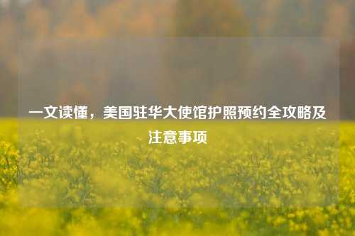 一文读懂，美国驻华大使馆护照预约全攻略及注意事项