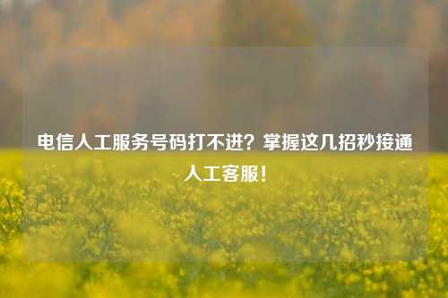 电信人工服务号码打不进?掌握这几招秒接通人工客服!