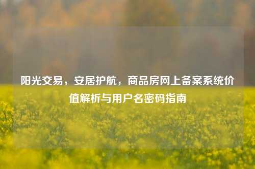 阳光交易,安居护航,商品房网上备案系统价值解析与用户名密码指南