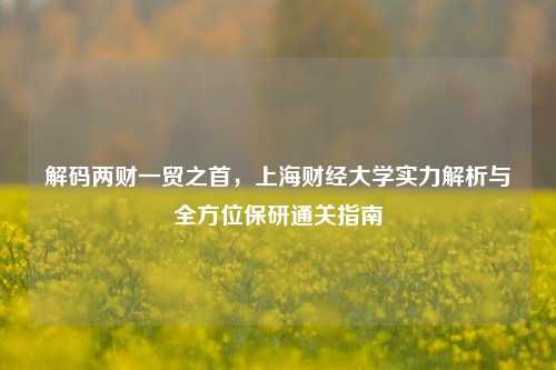解码两财一贸之首，上海财经大学实力解析与全方位保研通关指南