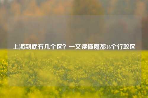 上海到底有几个区？一文读懂魔都16个行政区