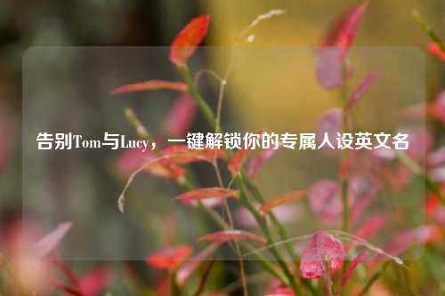 告别Tom与Lucy，一键解锁你的专属人设英文名