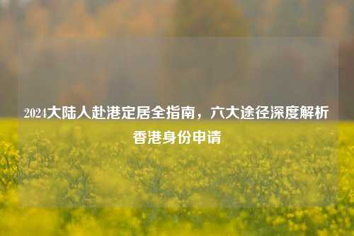2024大陆人赴港定居全指南，六大途径深度解析香港身份申请