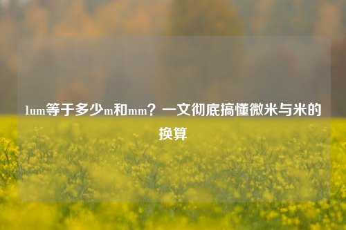 1um等于多少m和mm？一文彻底搞懂微米与米的换算