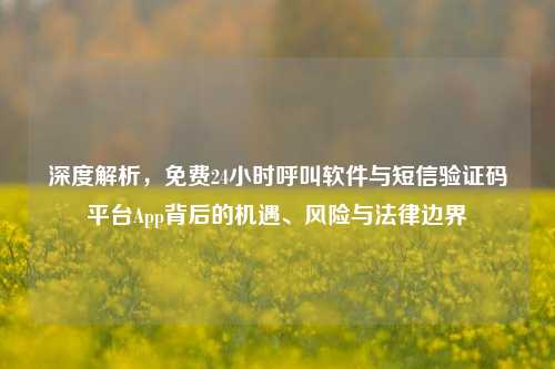 深度解析,免费24小时呼叫软件与短信验证码平台App背后的机遇、风险与法律边界