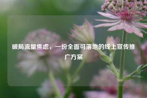 破局流量焦虑,一份全面可落地的线上宣传推广方案