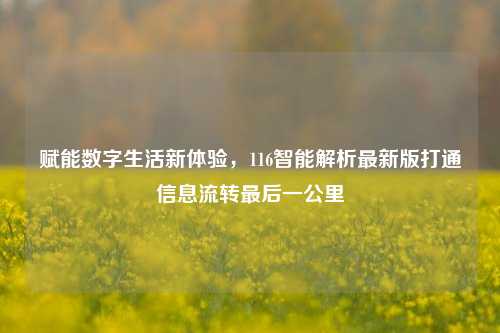 赋能数字生活新体验，116智能解析最新版打通信息流转最后一公里