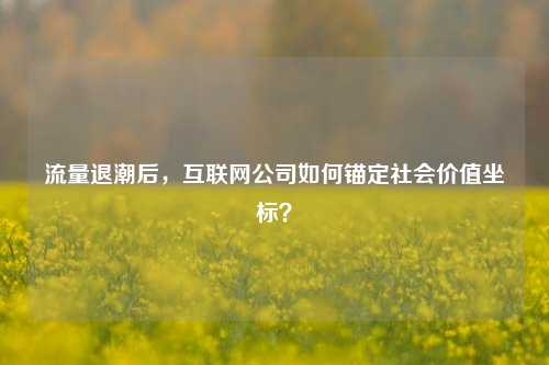 流量退潮后，互联网公司如何锚定社会价值坐标？