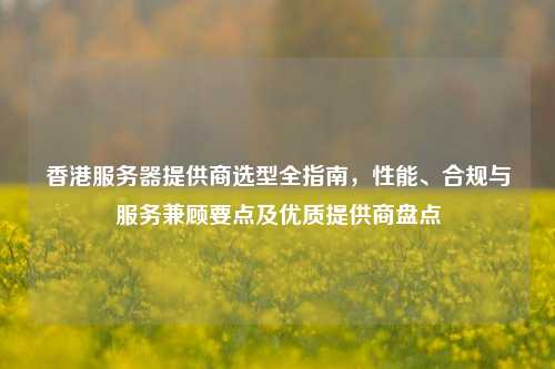 香港服务器提供商选型全指南，性能、合规与服务兼顾要点及优质提供商盘点