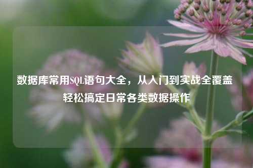 数据库常用SQL语句大全，从入门到实战全覆盖 轻松搞定日常各类数据操作
