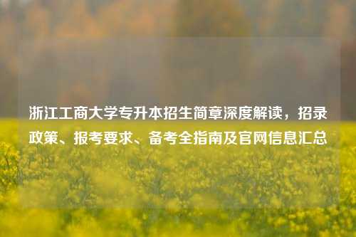 浙江工商大学专升本招生简章深度解读，招录政策、报考要求、备考全指南及官网信息汇总