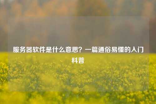 服务器软件是什么意思？一篇通俗易懂的入门科普