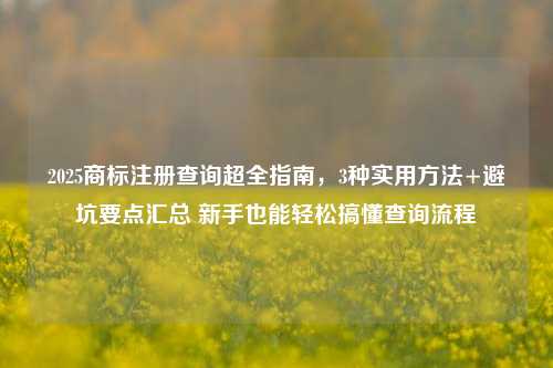 2025商标注册查询超全指南，3种实用方法+避坑要点汇总 新手也能轻松搞懂查询流程
