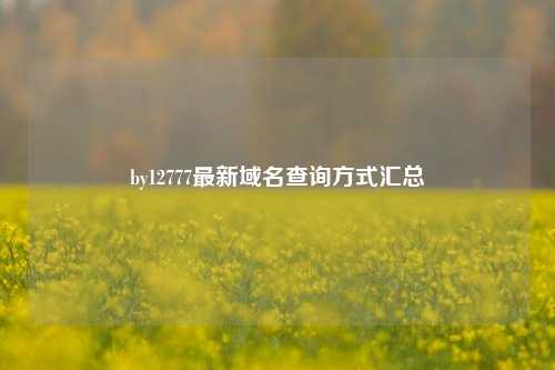 by12777最新域名查询方式汇总
